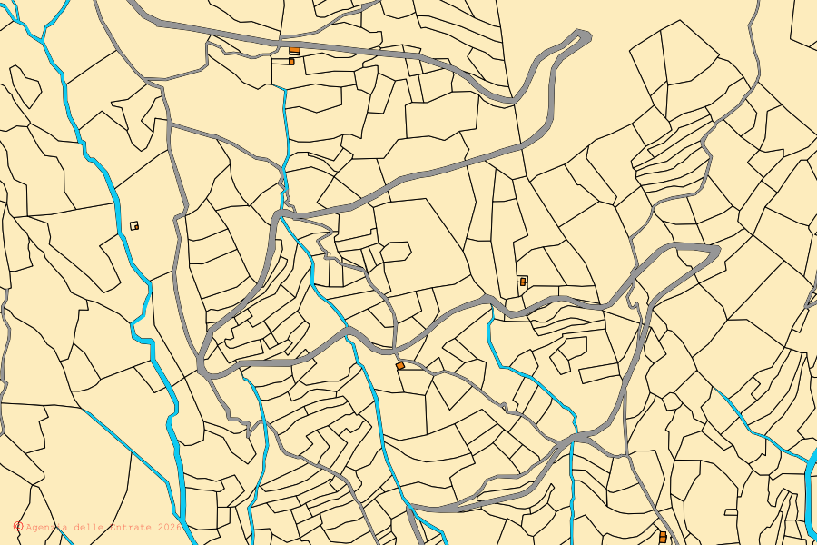 Mappa catastale del centro di Vendone: particelle e fabbricati, cartografia Agenzia delle Entrate
