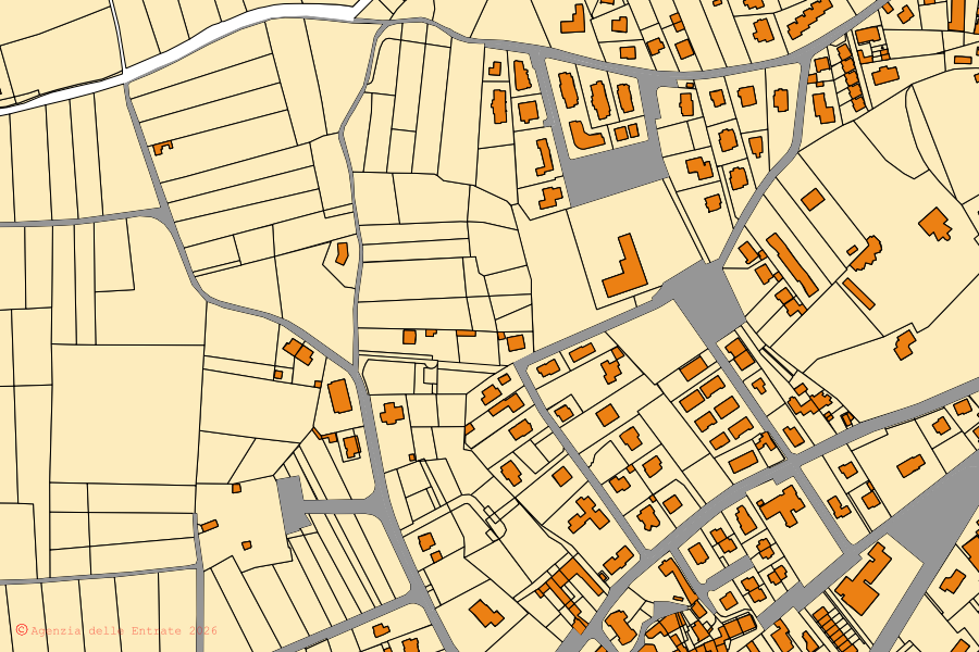 Mappa catastale del centro di Veniano: particelle e fabbricati, cartografia Agenzia delle Entrate