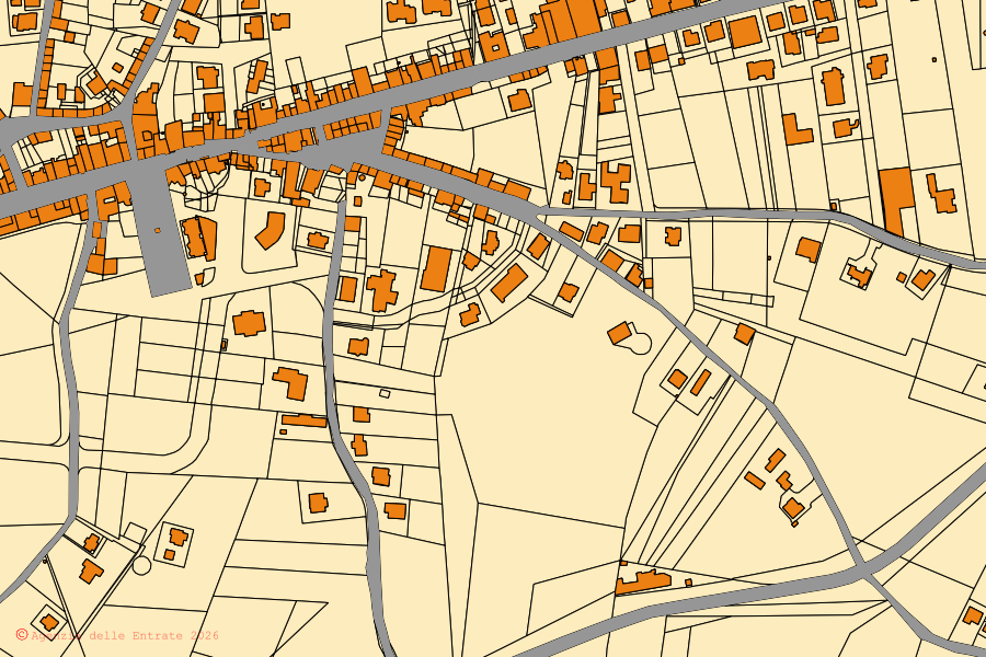 Mappa catastale del centro di Venticano: particelle e fabbricati, cartografia Agenzia delle Entrate