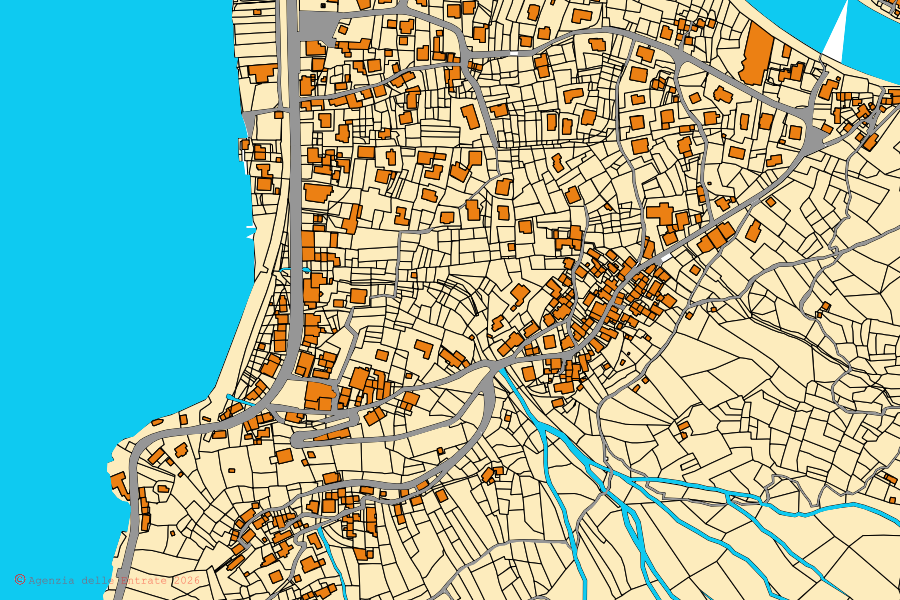 Mappa catastale del centro di Verceia: particelle e fabbricati, cartografia Agenzia delle Entrate