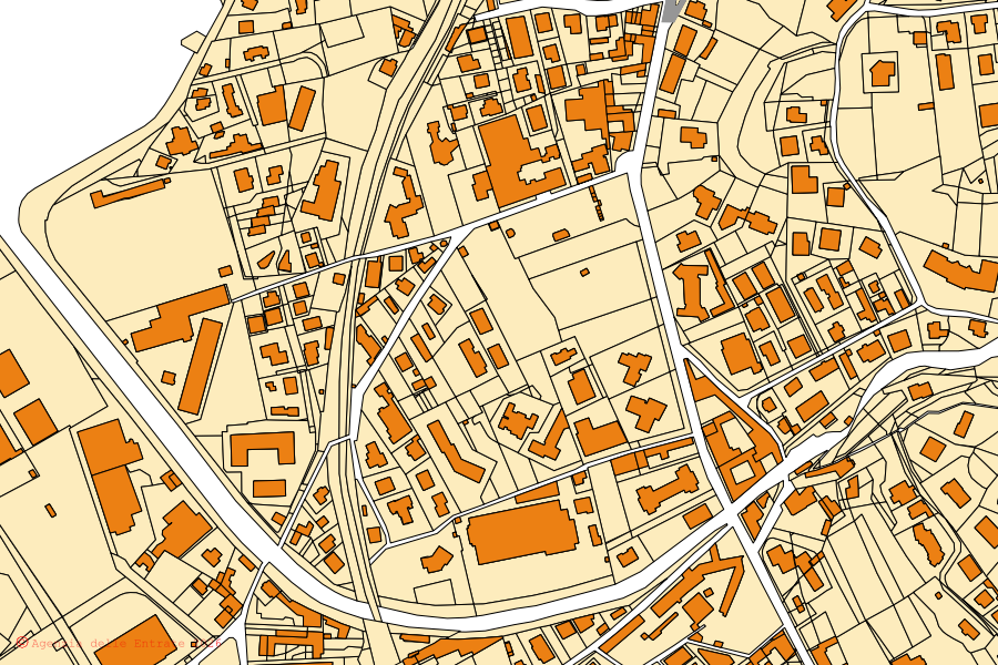 Mappa catastale del centro di Vercurago: particelle e fabbricati, cartografia Agenzia delle Entrate