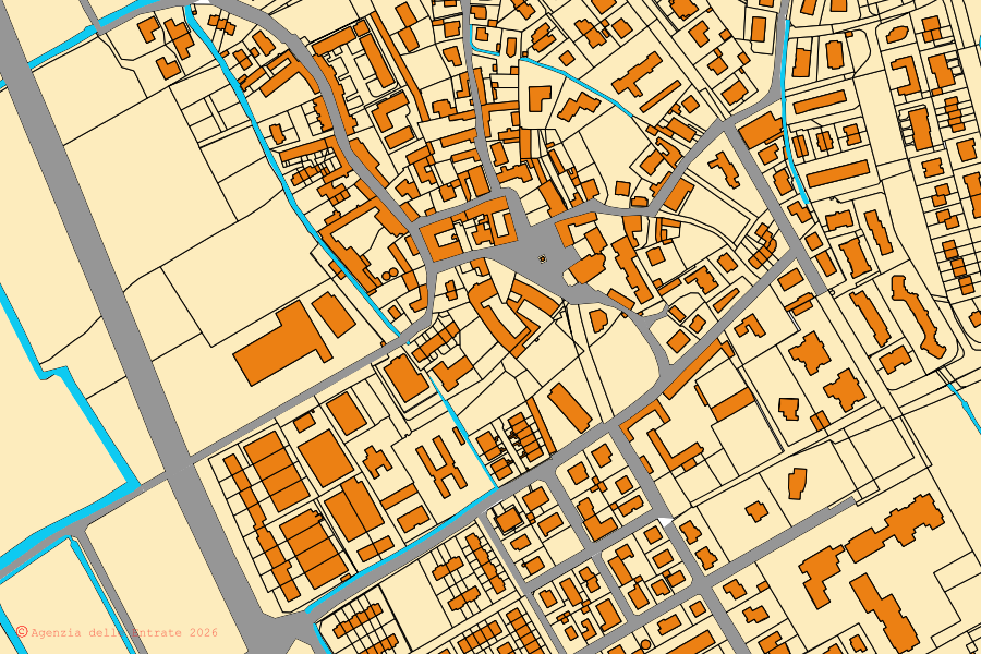 Mappa catastale del centro di Vermezzo con Zelo: particelle e fabbricati, cartografia Agenzia delle Entrate