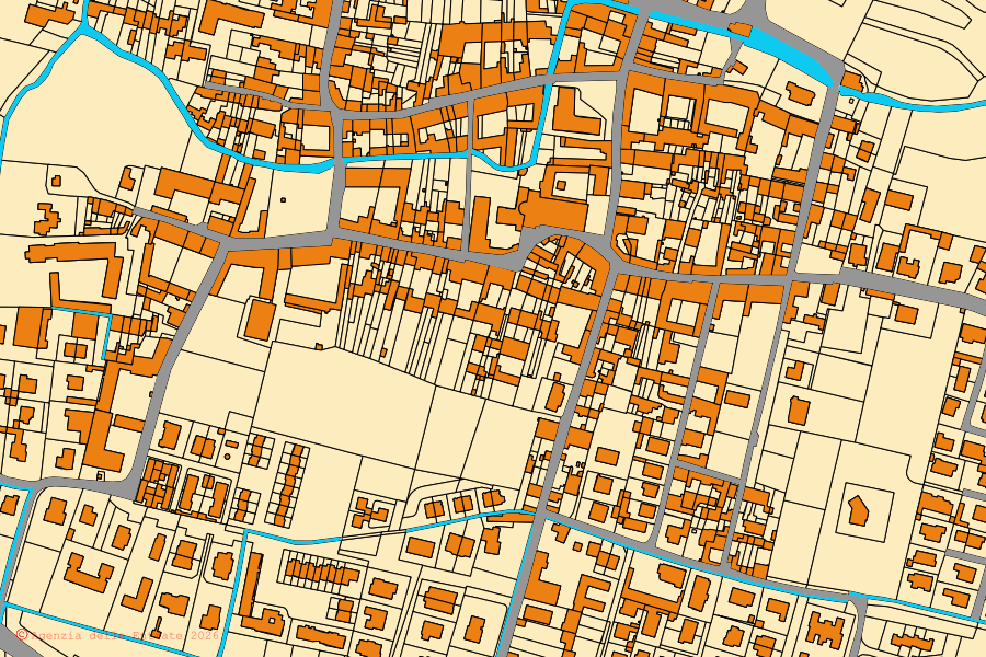 Mappa catastale del centro di Verolavecchia: particelle e fabbricati, cartografia Agenzia delle Entrate