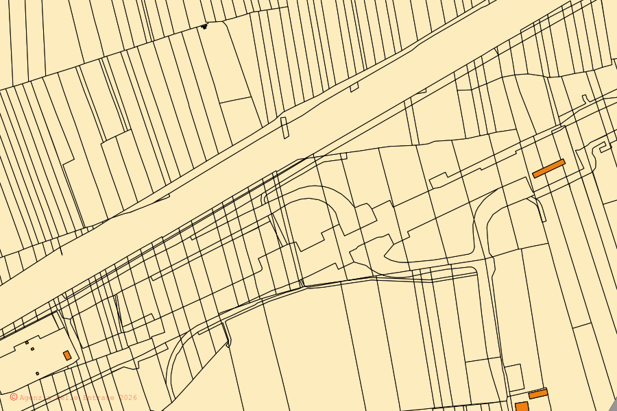 Mappa catastale del centro di Verolengo: particelle e fabbricati, cartografia Agenzia delle Entrate