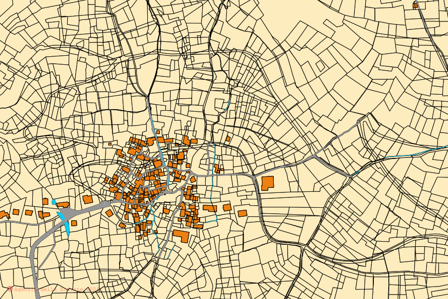 Mappa catastale del centro di Verrayes: particelle e fabbricati, cartografia Agenzia delle Entrate