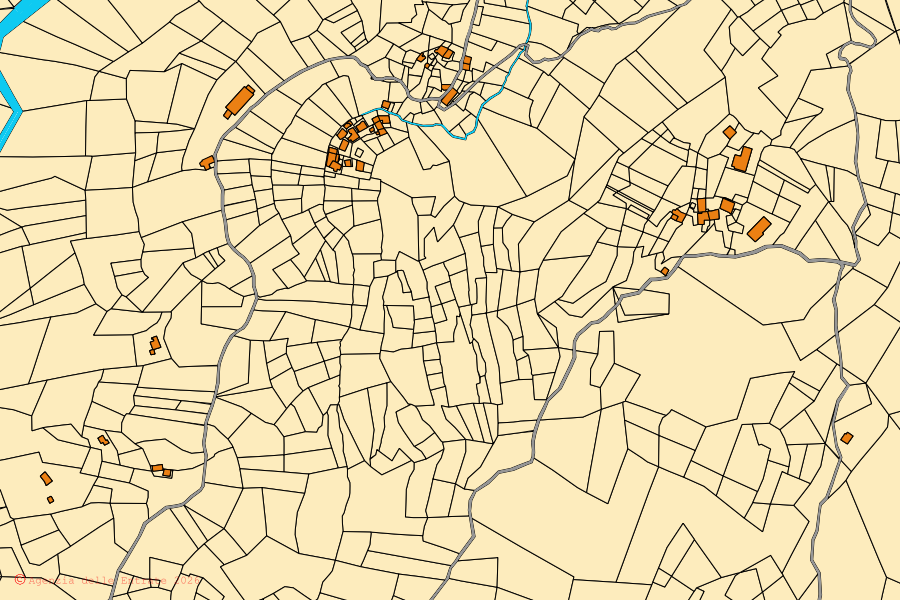Mappa catastale del centro di Verrès: particelle e fabbricati, cartografia Agenzia delle Entrate