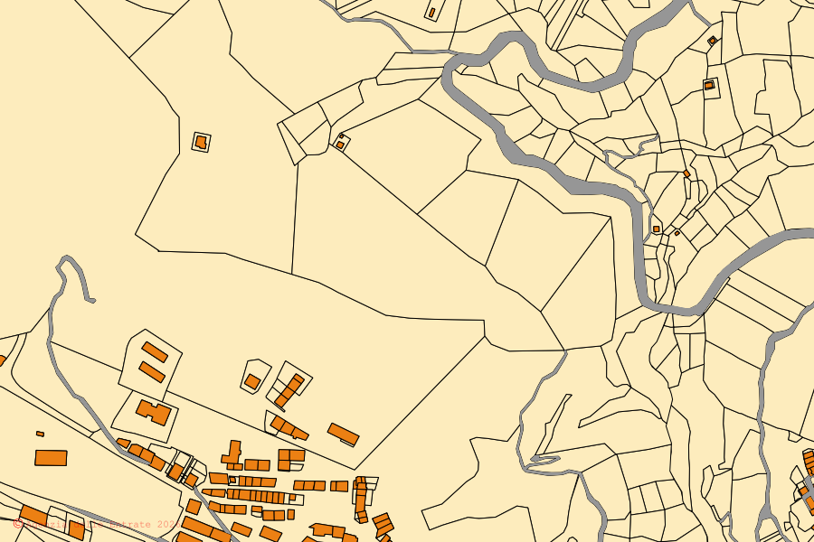 Mappa catastale del centro di Verzino: particelle e fabbricati, cartografia Agenzia delle Entrate