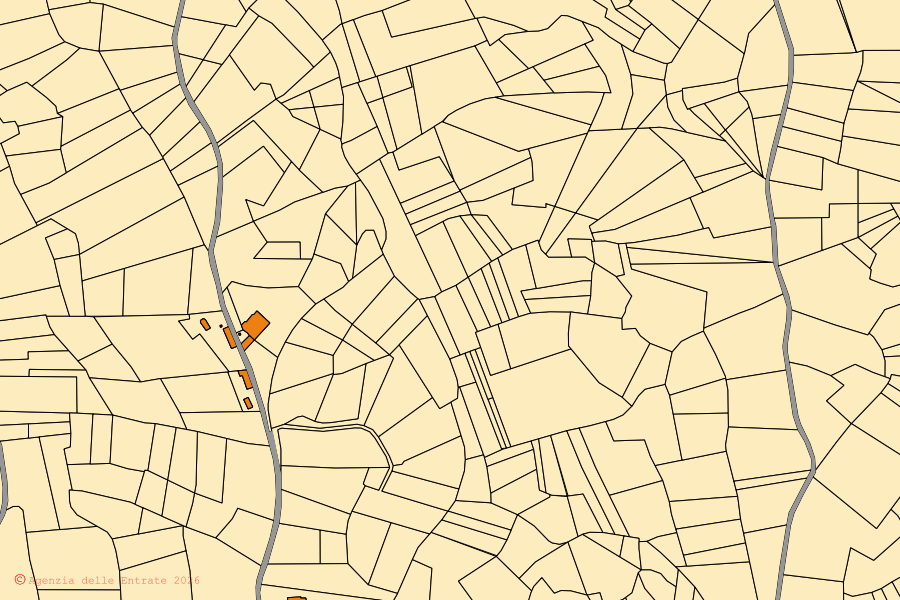 Mappa catastale del centro di Vezza d'Alba: particelle e fabbricati, cartografia Agenzia delle Entrate