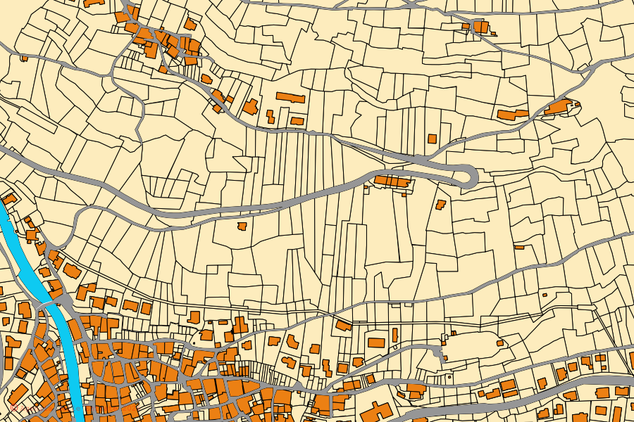 Mappa catastale del centro di Vezza d'Oglio: particelle e fabbricati, cartografia Agenzia delle Entrate