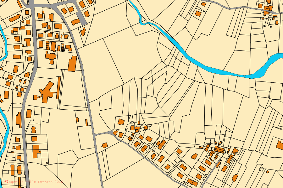 Mappa catastale del centro di Vezzano sul Crostolo: particelle e fabbricati, cartografia Agenzia delle Entrate