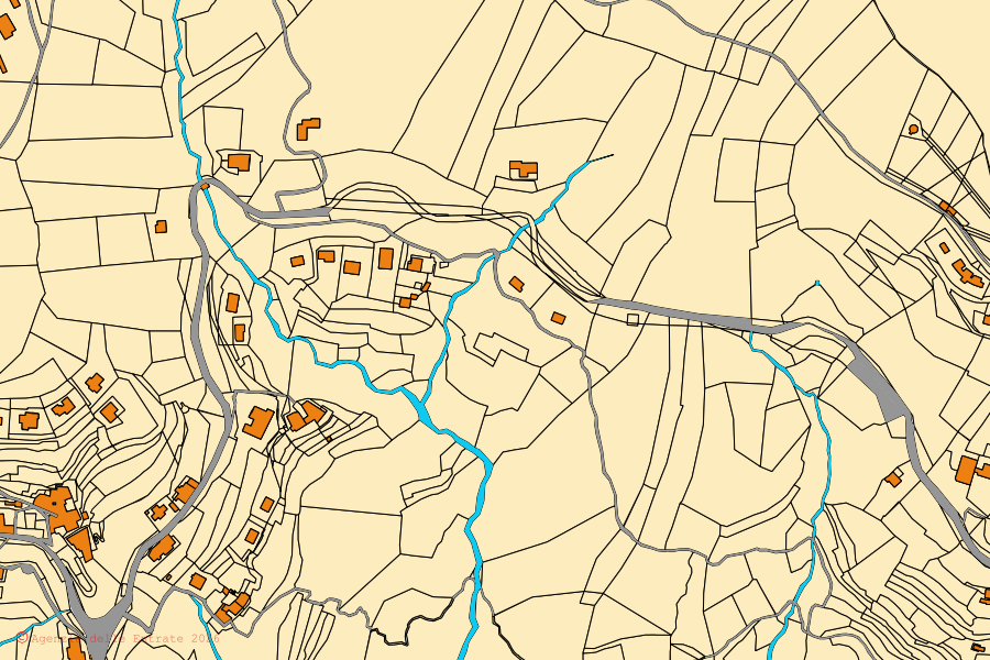 Mappa catastale del centro di Vezzi Portio: particelle e fabbricati, cartografia Agenzia delle Entrate