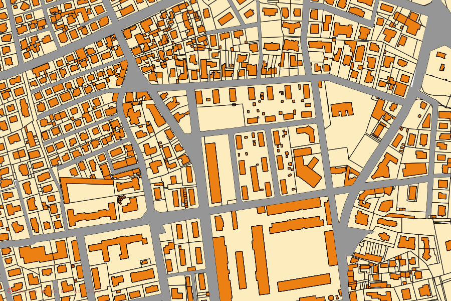Mappa catastale del centro di Vicenza: particelle e fabbricati, cartografia Agenzia delle Entrate