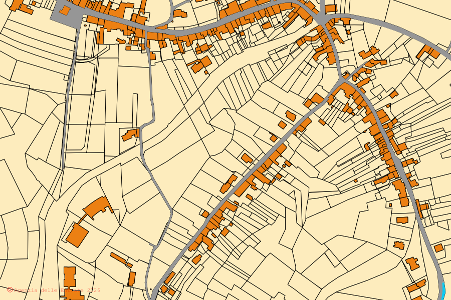 Mappa catastale del centro di Vicoforte: particelle e fabbricati, cartografia Agenzia delle Entrate