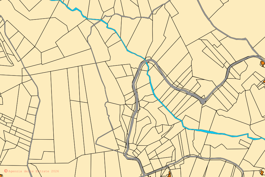 Mappa catastale del centro di Vicoli: particelle e fabbricati, cartografia Agenzia delle Entrate