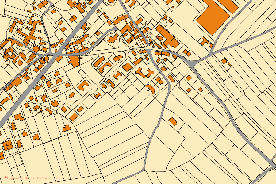 Mappa catastale del centro di Vidor: particelle e fabbricati, cartografia Agenzia delle Entrate