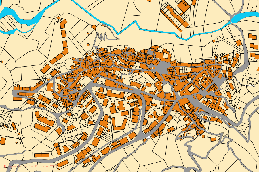 Mappa catastale del centro di Vietri di Potenza: particelle e fabbricati, cartografia Agenzia delle Entrate