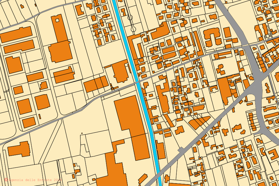 Mappa catastale del centro di Vigevano: particelle e fabbricati, cartografia Agenzia delle Entrate