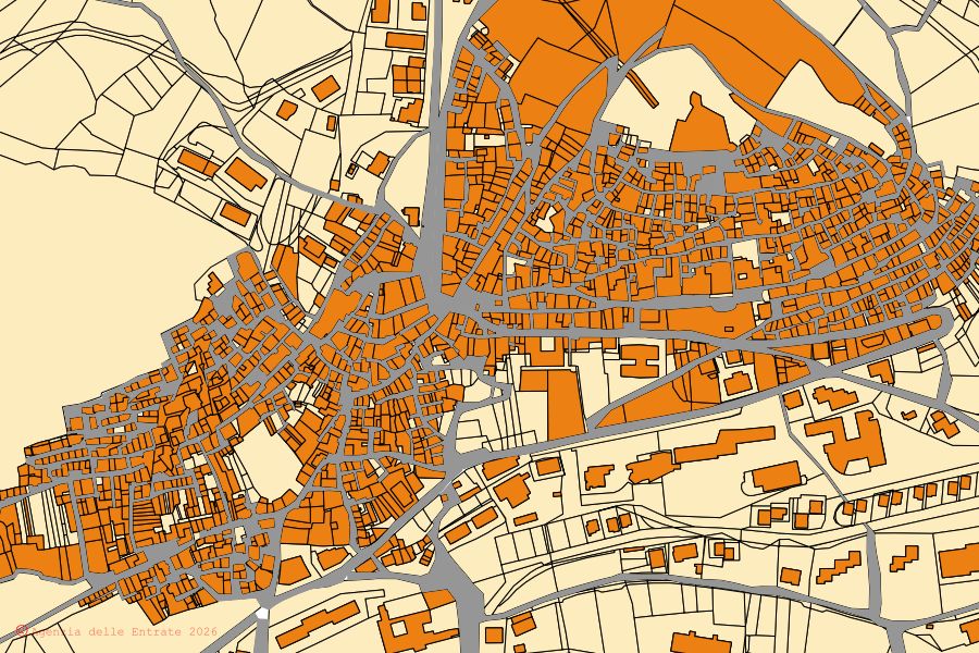 Mappa catastale del centro di Viggiano: particelle e fabbricati, cartografia Agenzia delle Entrate