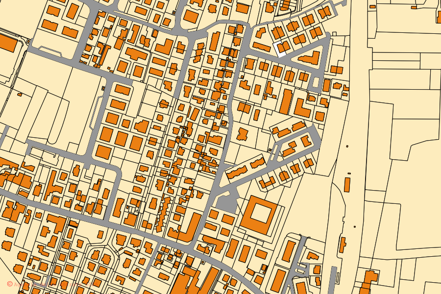 Mappa catastale del centro di Vigodarzere: particelle e fabbricati, cartografia Agenzia delle Entrate
