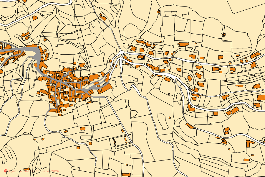 Mappa catastale del centro di Vigolo: particelle e fabbricati, cartografia Agenzia delle Entrate