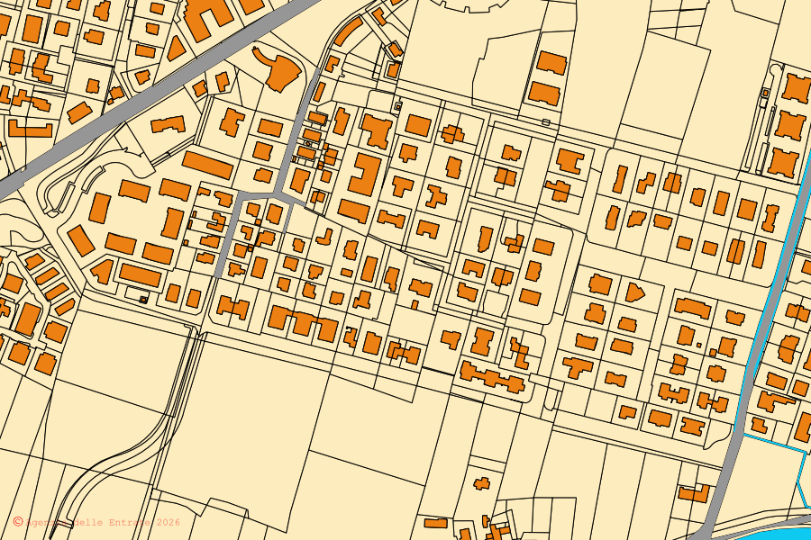 Mappa catastale del centro di Vigonza: particelle e fabbricati, cartografia Agenzia delle Entrate