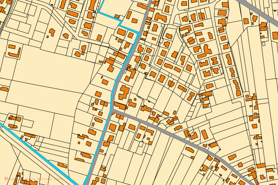 Mappa catastale del centro di Villa Bartolomea: particelle e fabbricati, cartografia Agenzia delle Entrate