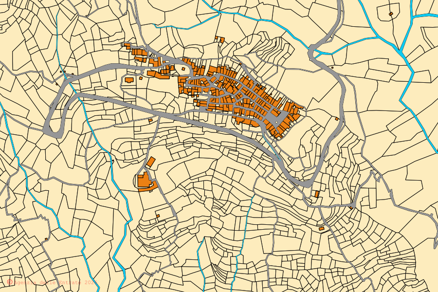 Mappa catastale del centro di Villa Basilica: particelle e fabbricati, cartografia Agenzia delle Entrate