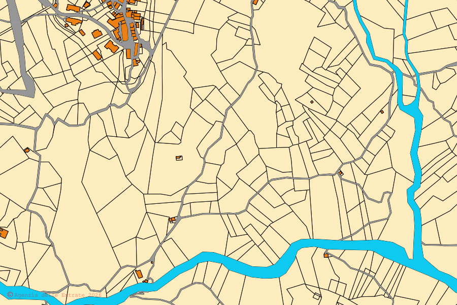 Mappa catastale del centro di Villa Celiera: particelle e fabbricati, cartografia Agenzia delle Entrate