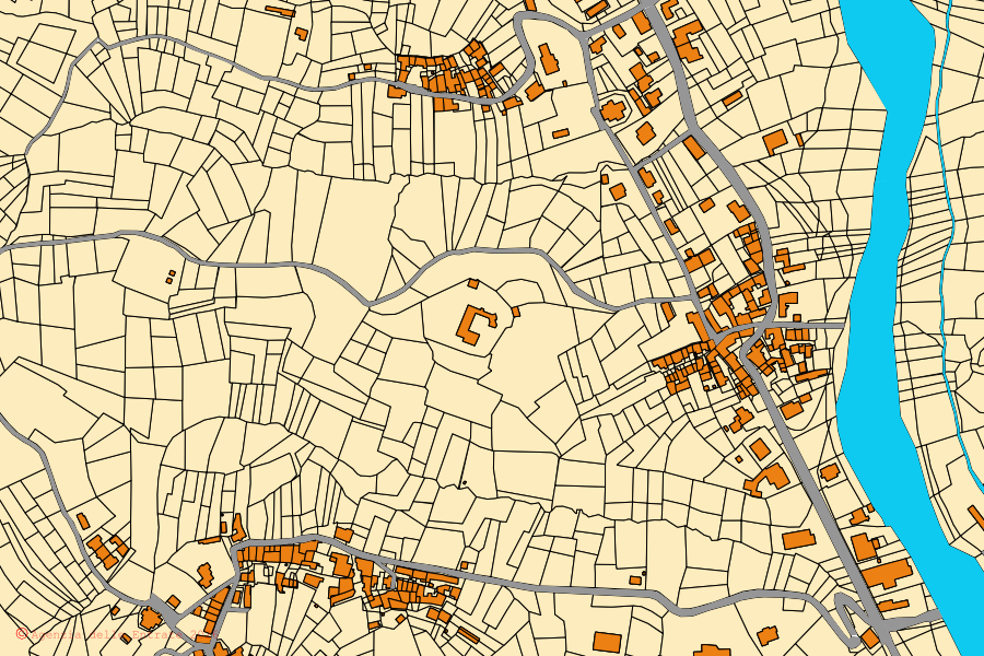 Mappa catastale del centro di Villa del Bosco: particelle e fabbricati, cartografia Agenzia delle Entrate