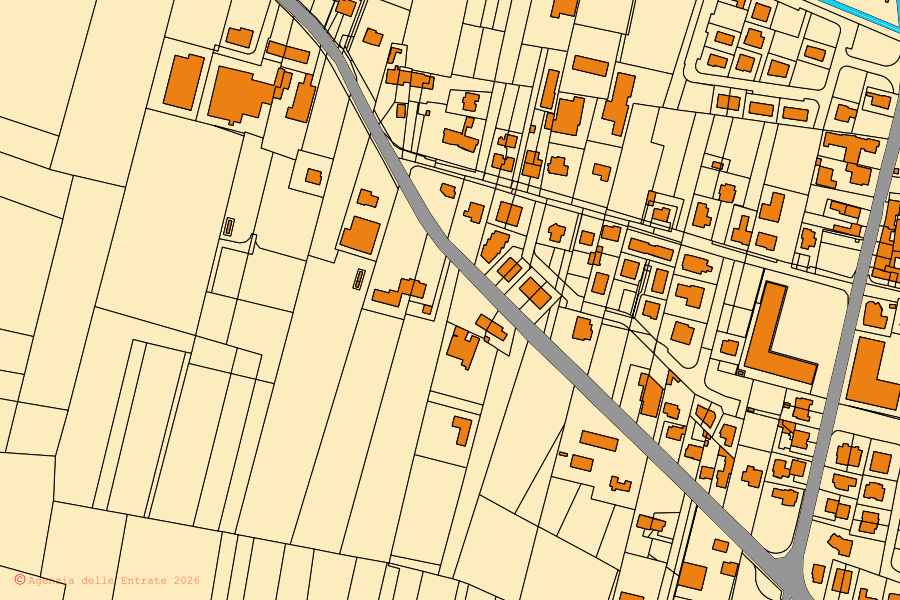 Mappa catastale del centro di Villa del Conte: particelle e fabbricati, cartografia Agenzia delle Entrate