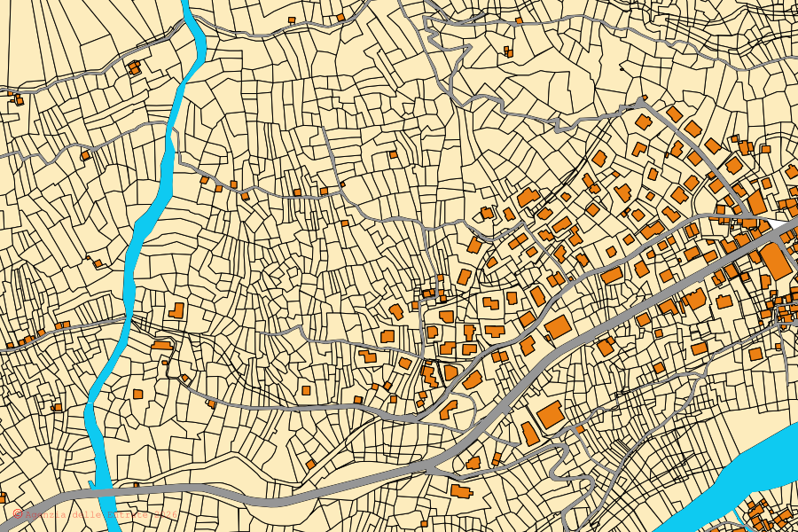 Mappa catastale del centro di Villa di Chiavenna: particelle e fabbricati, cartografia Agenzia delle Entrate