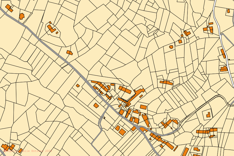Mappa catastale del centro di Villa San Secondo: particelle e fabbricati, cartografia Agenzia delle Entrate
