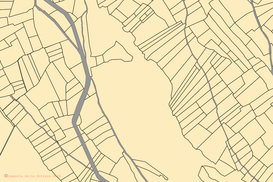 Mappa catastale del centro di Villa Santa Lucia degli Abruzzi: particelle e fabbricati, cartografia Agenzia delle Entrate