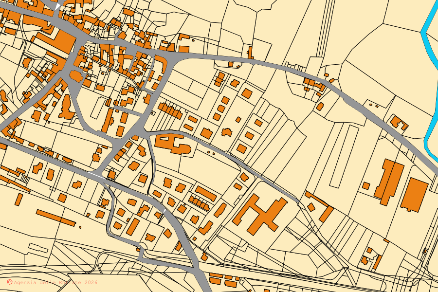 Mappa catastale del centro di Villa Santina: particelle e fabbricati, cartografia Agenzia delle Entrate