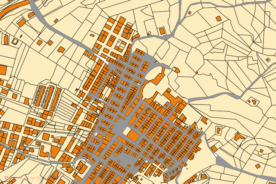 Mappa catastale del centro di Villafrati: particelle e fabbricati, cartografia Agenzia delle Entrate