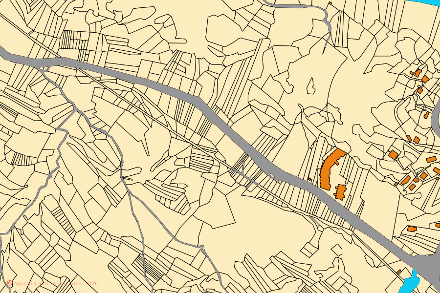 Mappa catastale del centro di Villalago: particelle e fabbricati, cartografia Agenzia delle Entrate