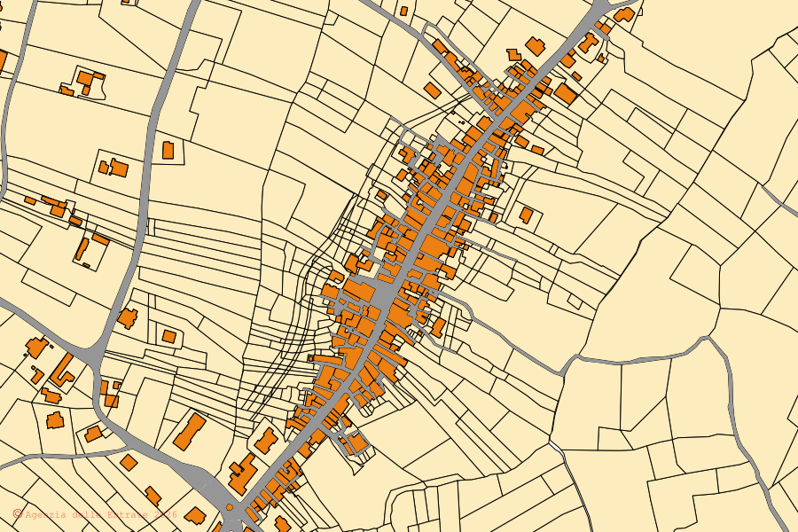 Mappa catastale del centro di Villalfonsina: particelle e fabbricati, cartografia Agenzia delle Entrate