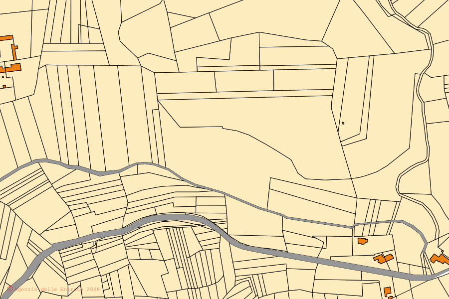 Mappa catastale del centro di Villanova d'Asti: particelle e fabbricati, cartografia Agenzia delle Entrate