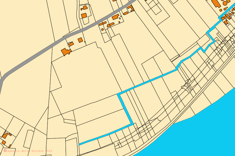 Mappa catastale del centro di Villanova Marchesana: particelle e fabbricati, cartografia Agenzia delle Entrate