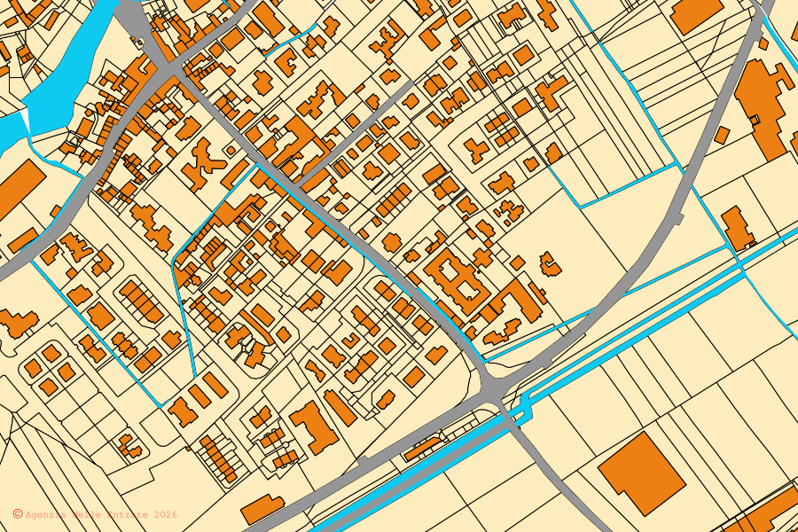 Mappa catastale del centro di Villanterio: particelle e fabbricati, cartografia Agenzia delle Entrate