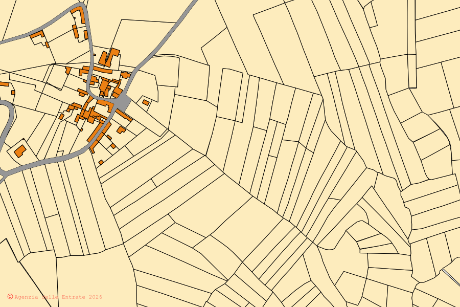 Mappa catastale del centro di Villaromagnano: particelle e fabbricati, cartografia Agenzia delle Entrate
