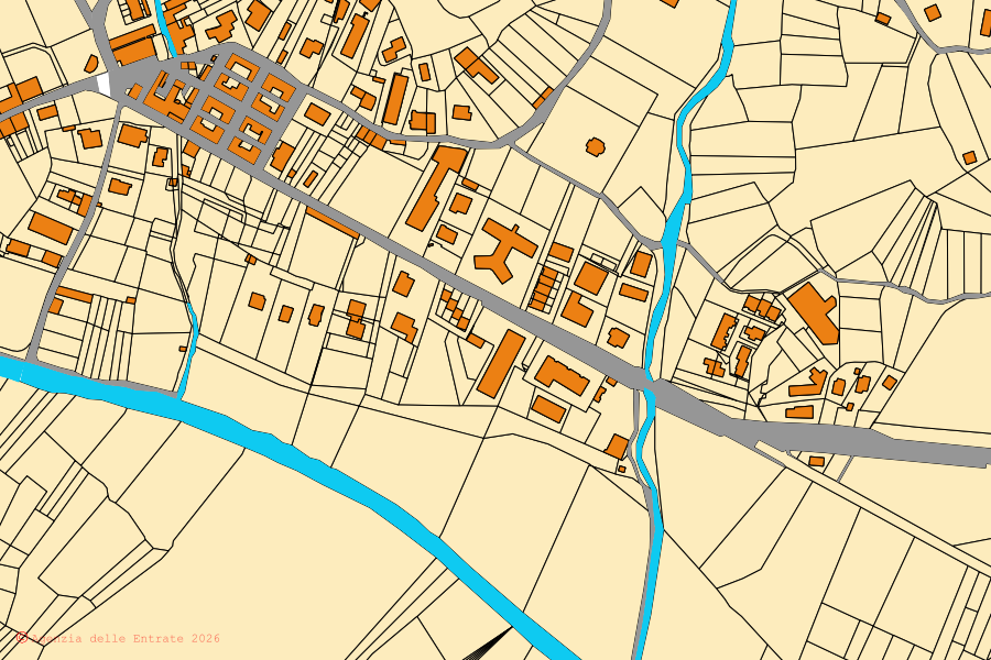 Mappa catastale del centro di Villetta Barrea: particelle e fabbricati, cartografia Agenzia delle Entrate