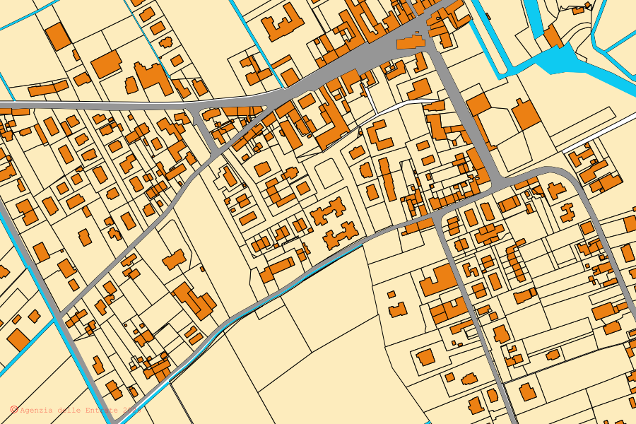 Mappa catastale del centro di Villimpenta: particelle e fabbricati, cartografia Agenzia delle Entrate