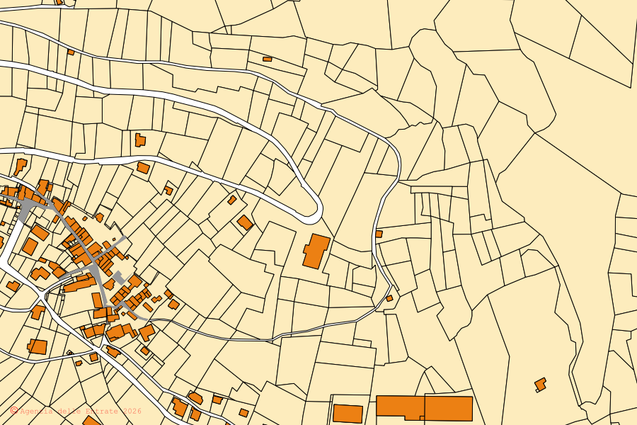 Mappa catastale del centro di Vilminore di Scalve: particelle e fabbricati, cartografia Agenzia delle Entrate