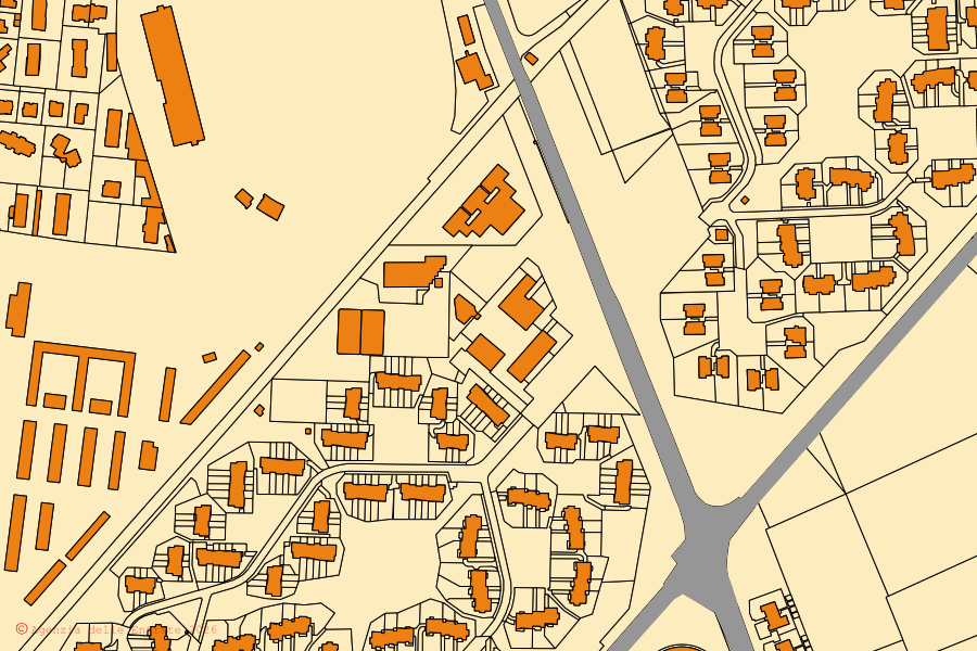 Mappa catastale del centro di Vinovo: particelle e fabbricati, cartografia Agenzia delle Entrate