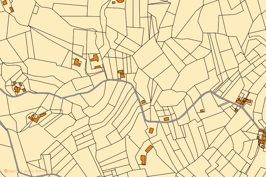 Mappa catastale del centro di Visone: particelle e fabbricati, cartografia Agenzia delle Entrate