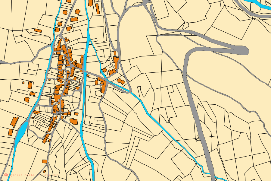 Mappa catastale del centro di Visso: particelle e fabbricati, cartografia Agenzia delle Entrate