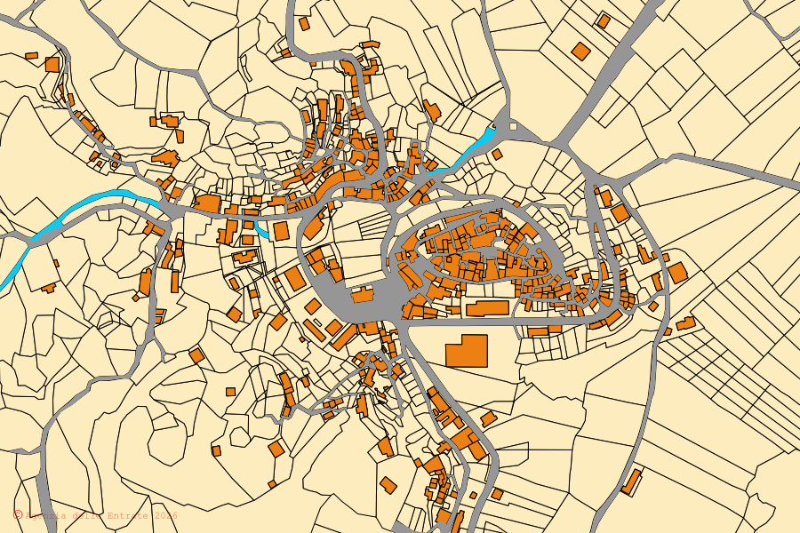 Mappa catastale del centro di Viticuso: particelle e fabbricati, cartografia Agenzia delle Entrate
