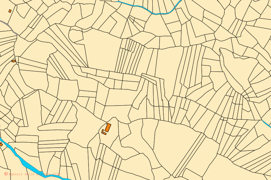 Mappa catastale del centro di Vivaro Romano: particelle e fabbricati, cartografia Agenzia delle Entrate