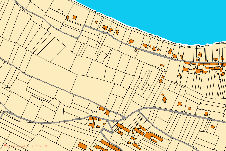 Mappa catastale del centro di Viverone: particelle e fabbricati, cartografia Agenzia delle Entrate
